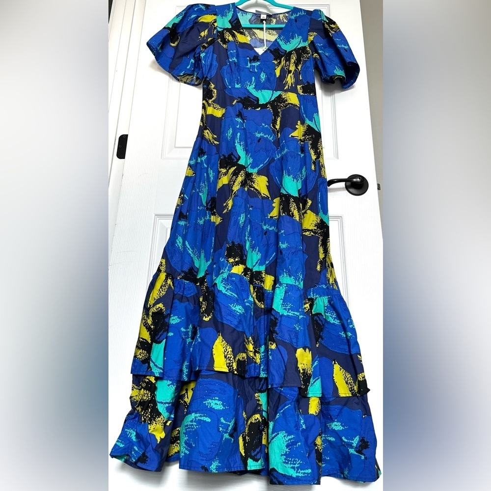 ‼️RARE‼️🎸Christopher John Rogers🎸🔥NWT🔥Floral Puff Sleeve Tiered Maxi Dress—4 - Picture 6 of 14